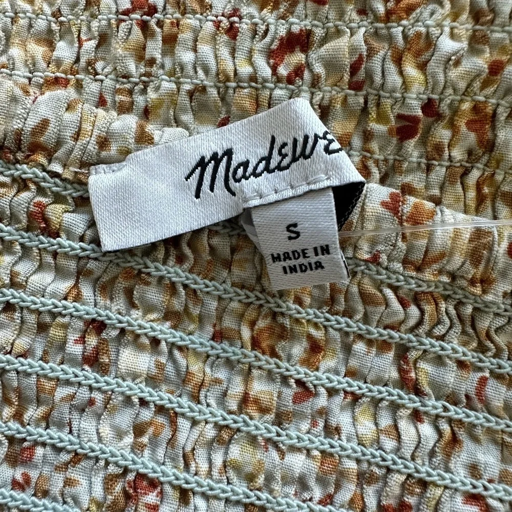 NWOT Madewell Hopewell Puff-Sleeve Crop Top in Cottage Garden